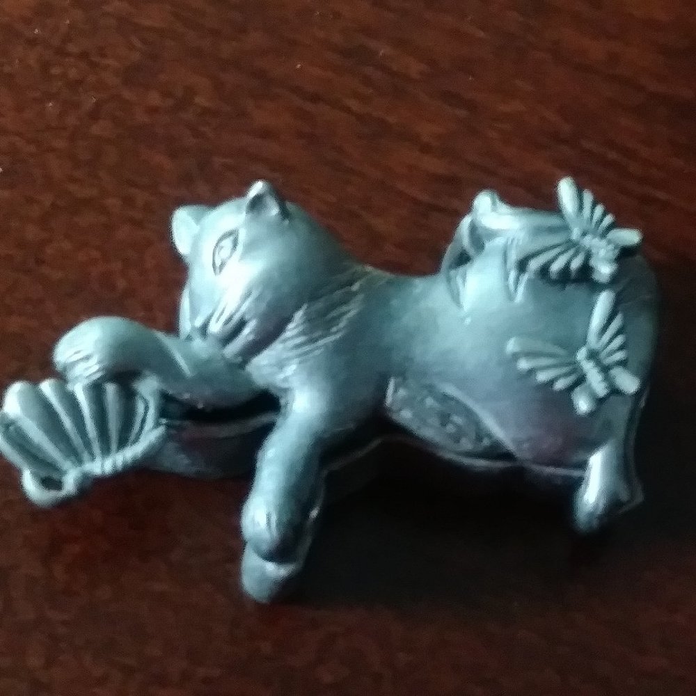 Pewter Cat Pin W/earrings